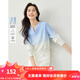 梵希蔓漸變藍(lán)別致圓領(lǐng)針織衫上衣春裝女2025年新款內(nèi)搭打底毛衣女 72963 藍(lán)色 XL