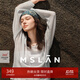 MSLAN淡月朦朧 鉤花鏤空 法式藍(lán)色針織罩衫慵懶落肩淡人套衫25夏 冰灰藍(lán) S