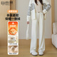 自由系闊腿褲女秋冬季加絨加厚高腰垂感直筒拖地褲寬松顯瘦窄版休閑褲子