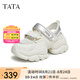 他她（TATA）云朵老爹鞋涼鞋厚底網(wǎng)面透氣女休閑運(yùn)動鞋夏DWGE1BH4 米白/銀 38