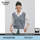 衣香麗影100%綿羊毛馬甲針織衫女春秋季學(xué)院風(fēng)v領(lǐng)背心上衣 灰色 S