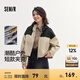 森馬（Semir）防護(hù)外套|外套女短款連帽oversize秋季潮酷拼色三防夾克戶(hù)外 卡黑色調(diào)00459 M