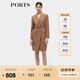PORTS寶姿女裝秋季新款修身通勤雙排扣連衣裙ALD9D028NWF 駝色 M (6)