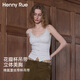 Henny Rue吊帶背心女蕾絲花邊自帶胸墊V領(lǐng)設(shè)計(jì)感紐扣性感內(nèi)搭顯瘦打底上衣 雜白色 L