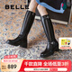 百麗（Belle）七夕禮物休閑舒適騎士靴女商場同款真皮顯瘦長筒靴3NC72DG4 黑色 38 (240mm)