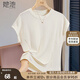 她池圓領(lǐng)T恤2025夏季新款女裝無(wú)袖套頭氣質(zhì)通勤修身簡(jiǎn)約上衣