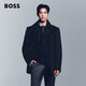 BOSS博斯【含羊絨 禮物】男士25年冬季新款羊毛混紡修身毛呢大衣 404-深藍色 M (48)