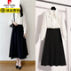 皮爾卡丹（pierre cardin）白色蝴蝶結(jié)襯衫女長袖春秋大學(xué)生公務(wù)員教資職業(yè)正裝面試套裝裙子 白色襯衫+黑色半身裙【套裝】 2XL 【建議140-155斤】