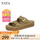 他她（TATA）復(fù)古厚底勃肯涼鞋女鞋真皮棕色沙灘鞋2025夏季新CZS01BL5 卡其綠 39