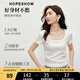 紅袖優(yōu)可絲正肩短袖T恤夏季新款女裝基礎(chǔ)百搭U領(lǐng)修身顯瘦休閑上衣 本白001 M