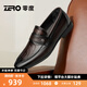 零度Zero商務(wù)男鞋2025新款真皮透氣舒適一腳蹬商務(wù)休閑皮鞋德比正裝鞋 暗棕-23 【壓花皮】 40 碼=國內運動(dòng)鞋41碼