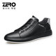 零度Zero官方男鞋板鞋男士小白鞋韓版時(shí)尚頭層牛皮透氣休閑皮鞋 黑色 40