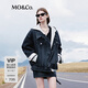 MO&Co.秋寬松落肩黑色棉質(zhì)牛仔夾克外套MBD3JKTT02摩安珂 牛仔黑色 S 160