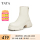 他她（TATA）TA他她氣質(zhì)厚底彈力靴女靴子加絨短靴秋冬季新款CEG02DD4 CEG02DD4白色（皮面款） 39