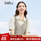 百圖betu女裝夏季新款襯衫假兩件小香風(fēng)拼接法式襯衫女2403T58 杏色 L