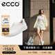 愛(ài)步（ECCO）板鞋女鞋 25年牛皮休閑板鞋系帶鞋平底鞋女 柔酷470843 白色/銀色47084361144 37 (235mm)