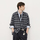 714street復古拉毛絨感格子襯衫男2025秋冬國潮情侶長(cháng)袖襯衣外套 黑白格紋 M