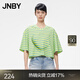JNBY/江南布衣條紋短款T恤女短袖寬松圓領(lǐng)上衣簡(jiǎn)約夏季5N2110310 971/水綠條紋 XL