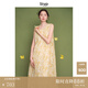 旅途原品ltyp 明星同款100支100%苧麻藝術(shù)印花背心裙休閑度假風(fēng)連衣裙秋 日光黃-植物印花 M