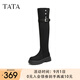 他她（TATA）厚底顯瘦過膝靴女靴氣質(zhì)長靴高筒靴冬季新款CFA01DC4 黑色 38