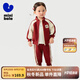 迷你巴拉巴拉學(xué)院風(fēng)長(zhǎng)袖套裝男女童兒童時(shí)尚長(zhǎng)褲兩件套秋季新款 酒紅60947 100