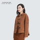 哥弟（GIRDEAR）品質(zhì)女裝新款時(shí)尚經(jīng)典復古V領(lǐng)英倫風(fēng)綿羊毛毛呢外套女1400779 摩卡慕斯 M 3碼