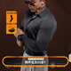 Monster Guardians運動襯衫男 雙色全壓膠免燙彈力翻領(lǐng)襯衫長袖 深灰 Dark Gray  XL