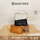 BAGTREE【明星同款】包包樹(shù)奶盒包植鞣皮單肩斜挎腋下通勤Hobo枕頭女士包 檀黑色-小號【雙磁吸款】 高級小眾