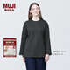無印良品（MUJI）女式 粗棉線圓領(lǐng)長袖T恤 上衣打底衫女款內(nèi)搭 純棉秋季休閑女裝 炭灰色 4S L  (165/88A)