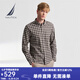 諾帝卡（NAUTICA）【商場(chǎng)同款】男裝秋冬款棉羊毛混紡經(jīng)典舒適格紋襯衫男WO4303 橡皮棕20M L