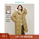 茵曼（INMAN）2025秋冬女裝新款高充絨量白鴨絨連帽毛領(lǐng)羽絨服長款外套大衣上衣 卡其綠 S