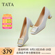 他她（TATA）氣質(zhì)方扣單鞋女鞋2025新粗跟高跟鞋法式鞋子女鞋7YO01AQ4 蘭灰 37