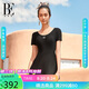 范德安（BALNEAIRE）小黑裙系列女士連體泳衣裙式時(shí)尚防曬遮肉游泳 61270 時(shí)尚黑  L