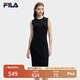FILA 斐樂(lè)官方女裝連衣裙2025年夏季新品修身顯瘦無(wú)袖背心裙打底裙子 正黑色-BK M 165/84A/M