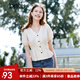 百圖betu女裝夏季新款襯衫法式V領(lǐng)顯瘦肌理面料短袖襯衫女2303T50 杏色 M
