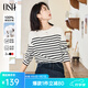 歐莎（OSA）知性通勤條紋長袖T恤女2025秋新款法式寬松顯瘦內(nèi)搭打底衫上衣 黑白條 L