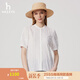 哈吉斯（HAZZYS）女裝 2025夏季新款女士立領(lǐng)鏤空花邊短袖襯衫女ATCSK1CBK51 白色WT M (160/84A 38)