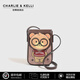 CHARLIE & KELLI品牌 輕奢CK品牌包包女包2025新款眼鏡熊手機包卡通單肩小包挎包淺粉色