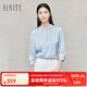 菲妮迪（FINITY）雪紡衫2025年秋季新款簡約捏褶設(shè)計感優(yōu)雅氣質(zhì)上衣女 藍色 M