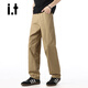 :CHOCOOLATEit美式寬松直筒休閑褲男春夏季新款通勤工裝褲長(cháng)褲子 土黃 31