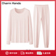 Charm Kendo保暖內衣女新款秋冬季秋衣秋褲透氣抑菌圓領(lǐng)打底純棉男士保暖套裝 粉色（薄款女士保暖套裝） L 高級感送男生女生101-120斤