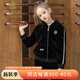 IVY HOUSE常春藤童裝女童2023年秋季新款休閑百搭絲絨連帽套裝兩件套親子裝 黑色 140cm