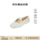 托德斯（TOD'S ）七夕禮物 女士Kate系列白色牛皮金屬飾扣豆豆鞋 37