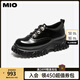 MIO七夕禮物米奧2025秋季新款女深口單鞋中性運動厚底增高德比鞋 黑色 35 (225mm)