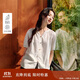 茵曼法式亞麻綁帶白色襯衫夏季女裝百搭設計感休閑短袖襯衣 珍珠白 S 