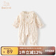 班喜迪嬰兒衣服秋裝嬰幼兒連體衣寶寶外出服哈衣春秋季洋氣公主碎花爬服 米色 80cm
