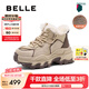 百麗（Belle）時(shí)尚厚底高幫老爹鞋女2025春新鞋B2442AM5 杏色 36 (230mm)