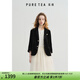 茶·愫【通勤文藝】puretea茶愫黑色西裝絲絨短外套女七分袖2025夏新款 石墨黑 L
