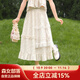 森女部落原創(chuàng  )甜美氣質(zhì)泡泡袖上衣碎花法式方領(lǐng)T恤短袖襯衫夏款女 半身裙（單件） L