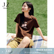 玖姿·安娜蔻【蜜意生活】活力減齡櫻桃釘珠短袖T恤女2025夏季新款 咖啡-第二批 L